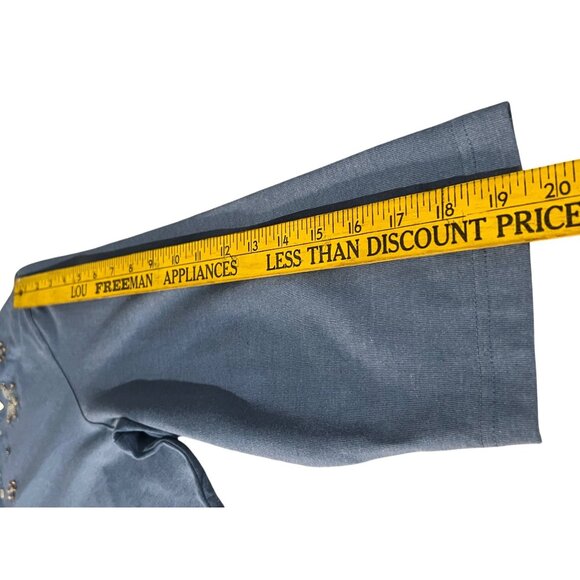 Alfred Dunner Women Blue Embellished Sequin Neckline 3/4 Sleeve Top L  Popover - Picture 9 of 14